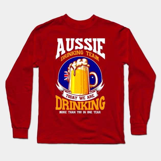 Beer Australian Flag Australia Gift Long Sleeve T-Shirt by Toeffishirts